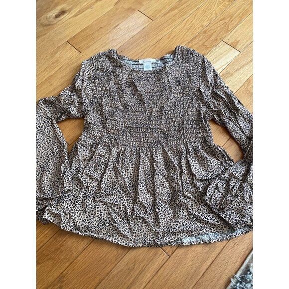 Urban Romantics, women's animal leopard print long sleeve peasant blouse sz med - Picture 1 of 6
